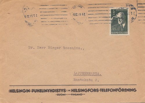 Finlandia 1945 lettera da - finlandia:, 1945: