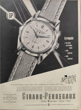 GIRARD PERREGAUX Pubblicità 1955 OROLOGIO GYROMATIC 1 Pagina originale