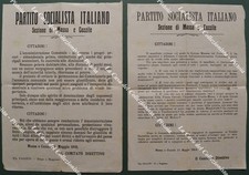 MASSA e COZZILE, Pistoia. 2 volantini della sezione locale del P.S.I., anno 1919