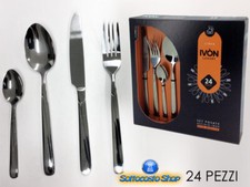 SET POSATE IVON LUXURY 24 PEZZI ACCIAIO INOX CROMATO COLTELLI FORCHETTE CUCCHIAI
