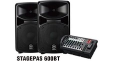 YAMAHA Kit Casse Dj 2 Casse 340 Watt + Power mixer 8 canali Stagepas 600BT
