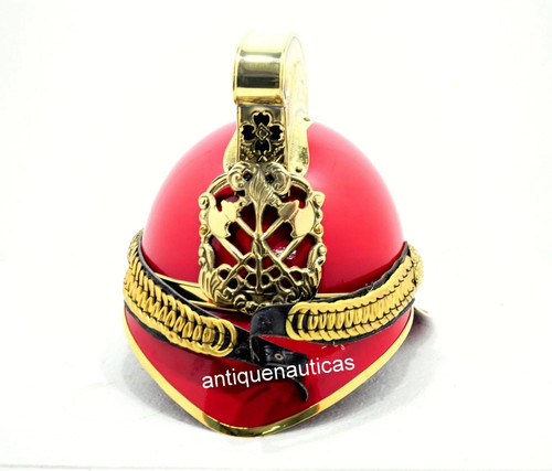 Casco pompiere ottone rosso