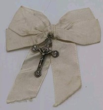 Antica Croce Inizi 900 Con Coccarda - Metallo Bianco (Argento?) Alta Qualità 