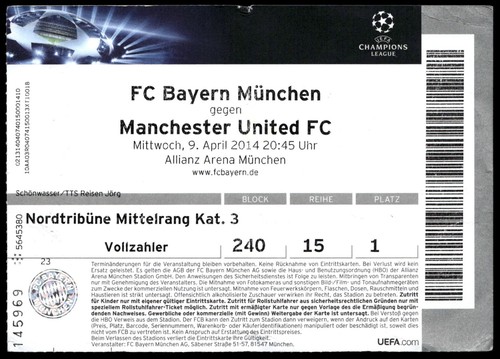 Biglietto 2014 bayern - biglietto,