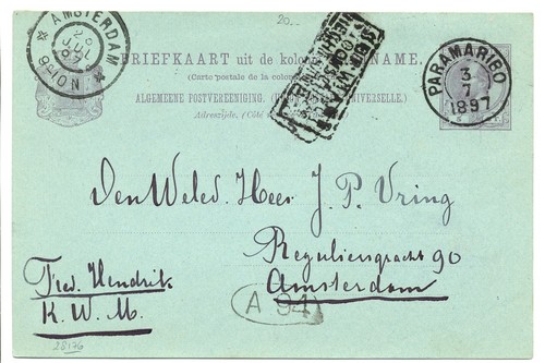 Suriname 1897 card to - suriname,