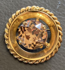 Grazioso Antico Color Oro Spilla - Con Gemma (k4)