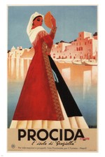 PROCIDA island of GRAZIELLA VINTAGE TRAVEL POSTER M. Puppo Italy '52 20x30