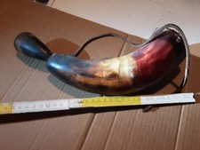 ANTICA FIASCHETTA DA POLVERE CON TAPPO DOSATORE IN CORNO BOVINO