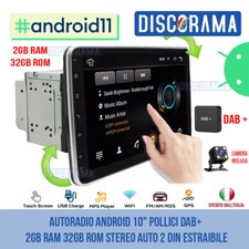 AUTORADIO ANDROID 10" POLLICI DAB+ 2GB RAM 32GB ROM STEREO AUTO 2 DIN ESTRAIBILE