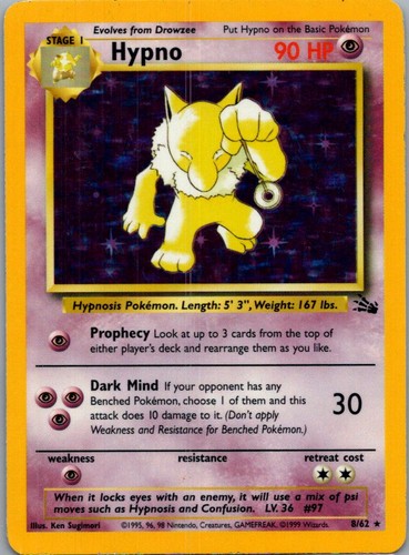 Hypno holo raro pokemon - 8/62,