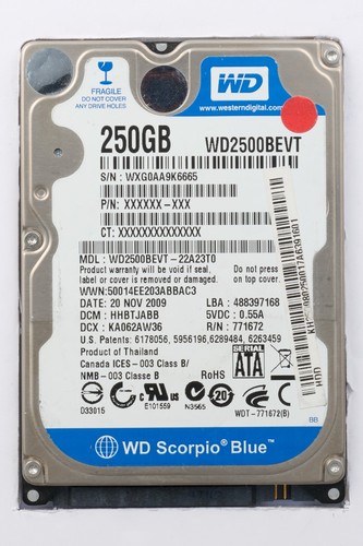 Wd2500bevt 22a23t0 250 gb - wd,