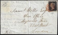 1840 1 penny black su busta certificato Diena da ELY lettere OK  Ampi Margini