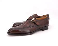 NUOVO CON SCATOLA | $1285 LIDFORT 12 US 13 MONK STRAP PELLE DI VITELLO MARRONE BRUNITO