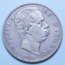 UMBERTO I 2 LIRE 1885 ROMA RARA QBB ARGENTO NUMISMATICA SILVER COIN REGNO ITALIA