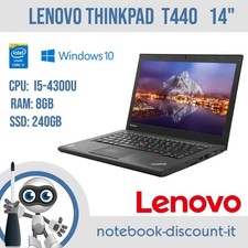 Notebook Lenovo ThinkPad T440  14"  Cpu i5-4300u Ram 8gb SSd 240gb W10P