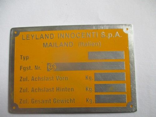 Targa plate leyland - id-plate,