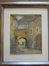 Giovanni GAGINO (Fossano 1924 - Cuneo 2014) - Vicolo a Vinadio - Olio su tela
