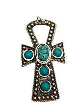 CROCE ANKH -CIONDOLO  CON SCARABEO - CROCE DELLA VITA