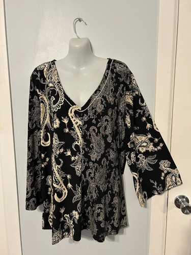 Top scollo paisley nero - v,