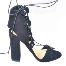 Sandali tacco doppio nero art.st9098 made in italy accessori borchie stringhe la