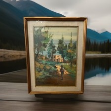 Quadro A. Tosi Paesaggio Figura Umana Casa