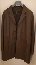 Giacca lunga in pelle marrone