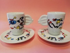 2 TAZZINE CAFFÈ LAVAZZA UGO NESPOLO ART COFFEE CUPS COLLECTION TAZZA ESPRESSO 