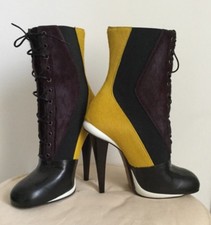 STUPENDI STIVALI STIVALETTI STRINGATI FENDI IN CAVALLINO MULTICOLOR T.38 NUOVI!