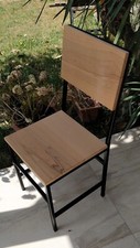 Sedia design in ferro e legno massello in stile industrial