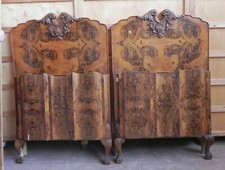 COPPIA LETTI LEGNO MATRIMONIALE TESTATA ORIGINALE BOMBATO ROMANTICO ANTICO 