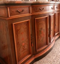 Credenza antica stile veneziano dipinta con piano di marmo L 164 H 101 prof. 53