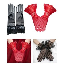 Guanti corti in pizzo da