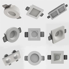 PORTA FARETTO IN GESSO INCASSO COMPRESO DI GU10 X CONTROSOFFITTI E VERNICIABILI