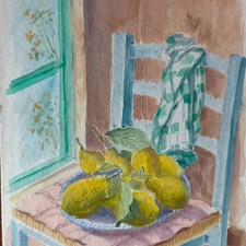 Acquerello Fausto Rizzo dipinto Carta arte figurativa natura morta limoni Cucina