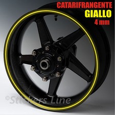 Nastro adesivi strisce ruote catarifrangenti GIALLO riflettente 4mm cerchi moto