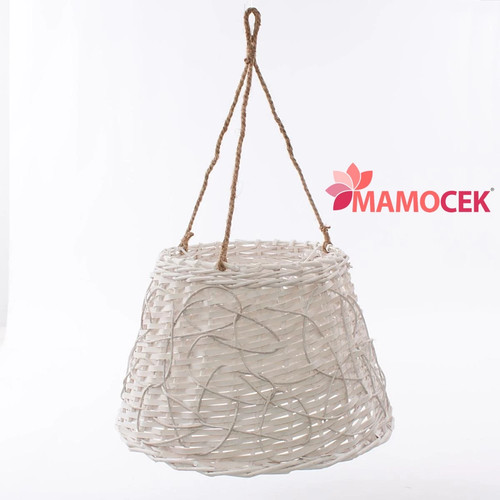 Lampadario vimini bianco d42 - lampadario,