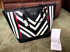 Borsa shopper media a righe nuova con etichette originale Harrods of Knightsbridge Chevron NIKI