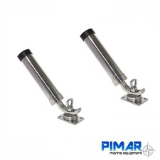 COPPIA PORTA CANNA IN ACCIAIO INOX 316 SNODATO REGOLABILE 39mm PER PESCA BARCA