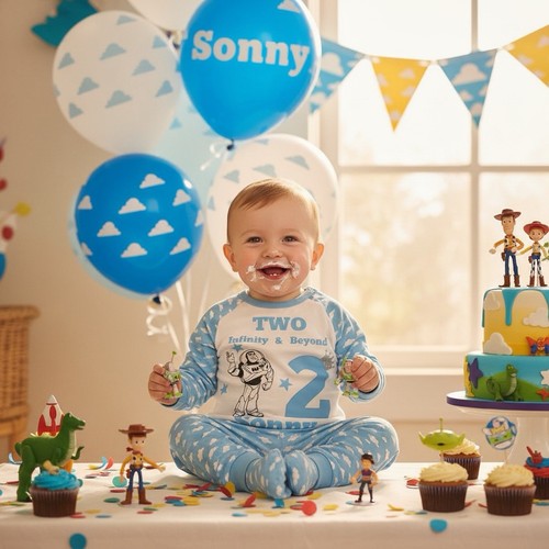 Pigiama blu compleanno - compleanno, bimbo