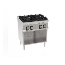 CUCINA GAS 4 FUOCHI CON GRIGLIE IN GHISA FREESTANDING VANO APERTO PROFESSIONALE