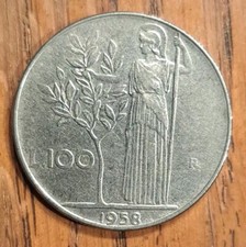 1958 Italy 100 Lire Wreath