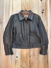 Giacca vintage Schott in pelle stile camionista con zip L marrone scuro