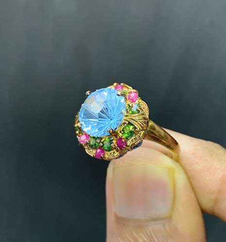 Anello topazio blu naturale - anello,