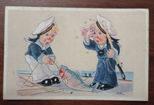 8829 CARTOLINA MARIO VELLANI MARCHI BAMBINI MARINAI 1947