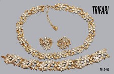 Trifari, superba parure vgt anni  50, collier, bracciale e orecchini