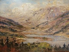 BERTO FERRARI - LAGO di PIEVE DI CADORE- DIPINTO OLIO SU PANNELLO