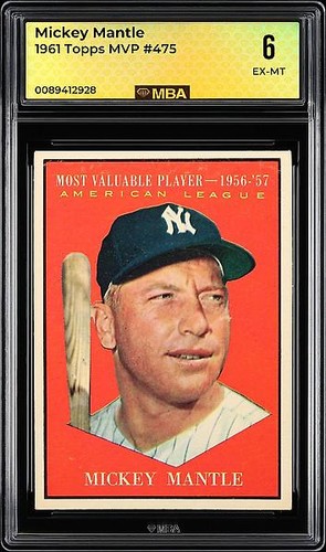 1961 topps 475 mickey - 1961, #