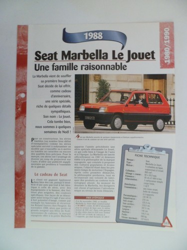 Carte fiche auto seat marbella - carte,