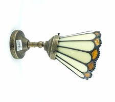 Applique in ottone brunito da parete bagno ufficio casa paralume ambra tiffany 