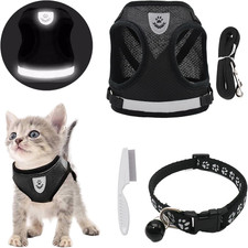 Pettorina per Gatti Regolabile, Traspirante E Antifuga, Con Collarino Gatto E Gu